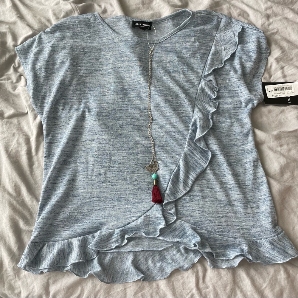 Blouse with Frills and Necklace